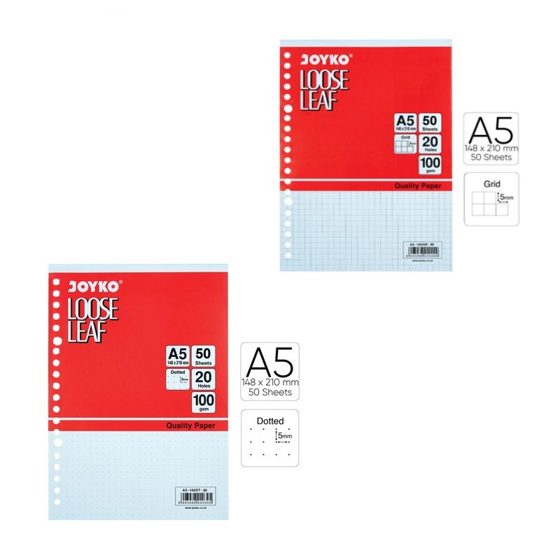 

[PACK] Loose Leaf / Kertas Binder / Binder File Dotted Grid A5 50 Lembar - Joyko MURAH
