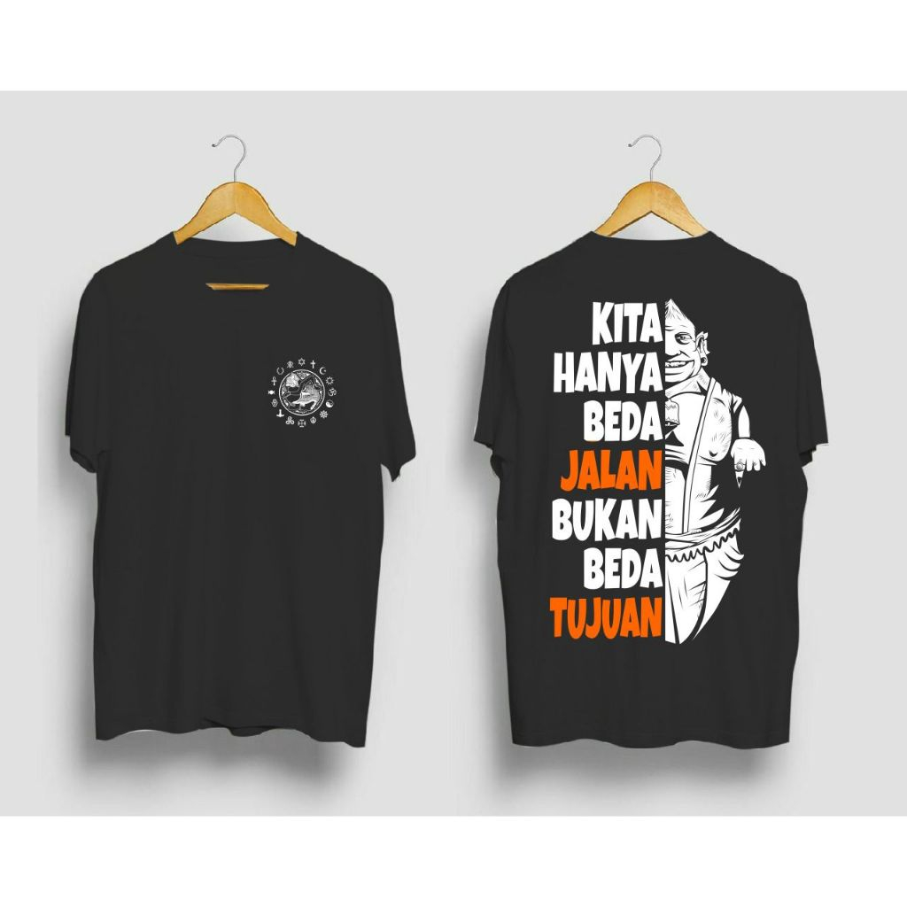 KAOS PLURALISME EYANG SEMAR KITA HANYA BEDA JALAN BUKAN BEDA TUJUAN, COTTON COMBED 24s tebal tidak p