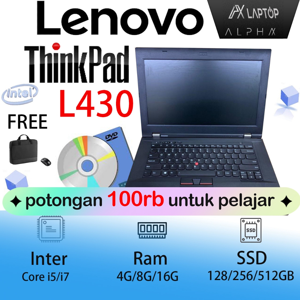 Laptop Lenovo Thinkpad L430 Core I5/I7 Gen 3 RAM 8GB SSD 256GB  Like baru  Mulus Bergaransi 1 Bulan MURAH BERKUALITASMulus / Original / Berkualitas