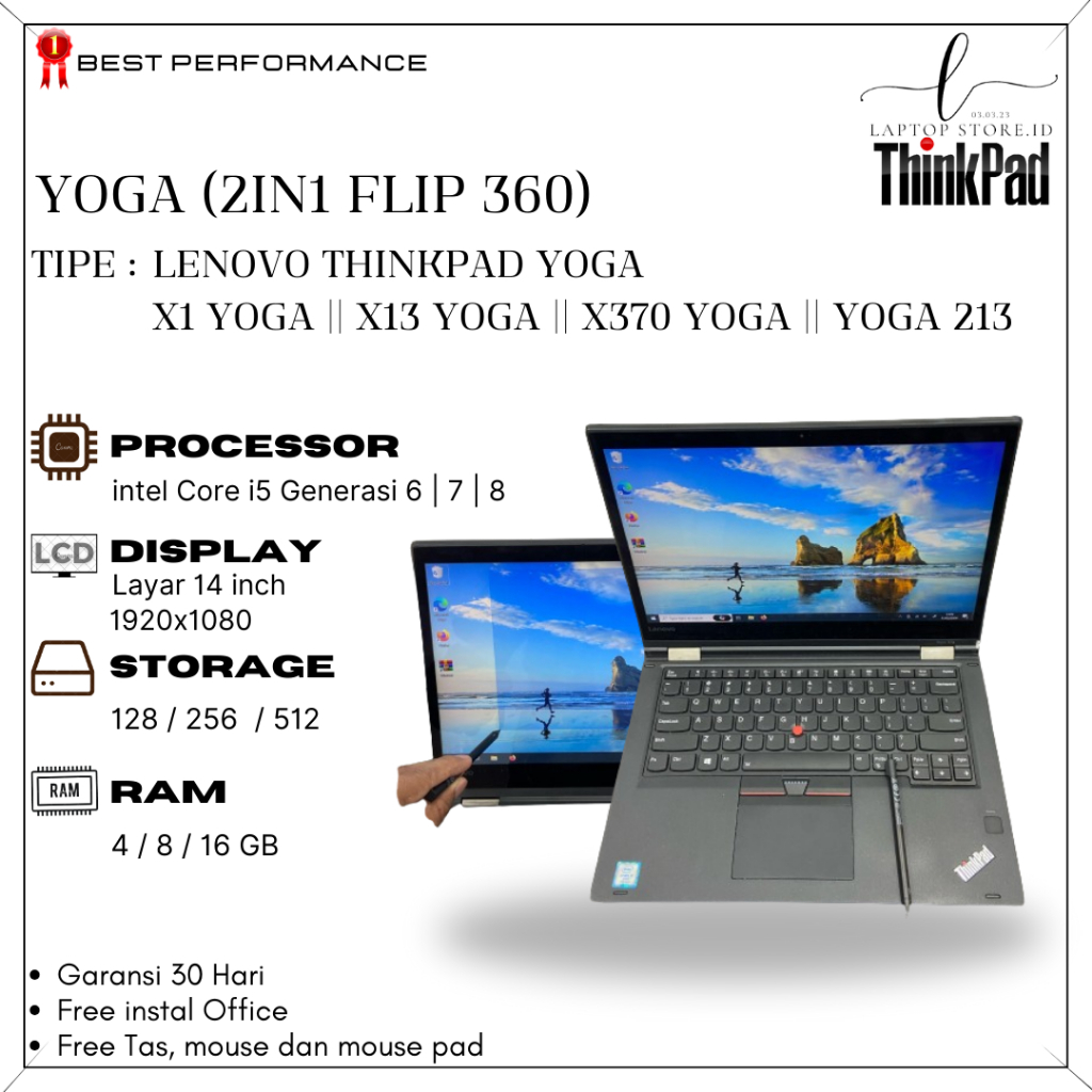 Lenovo Thinkpad Yoga X1 / X13 / X370 / 213 | Core i5/i7 | Yoga |  2-in-1 | Touchscreen