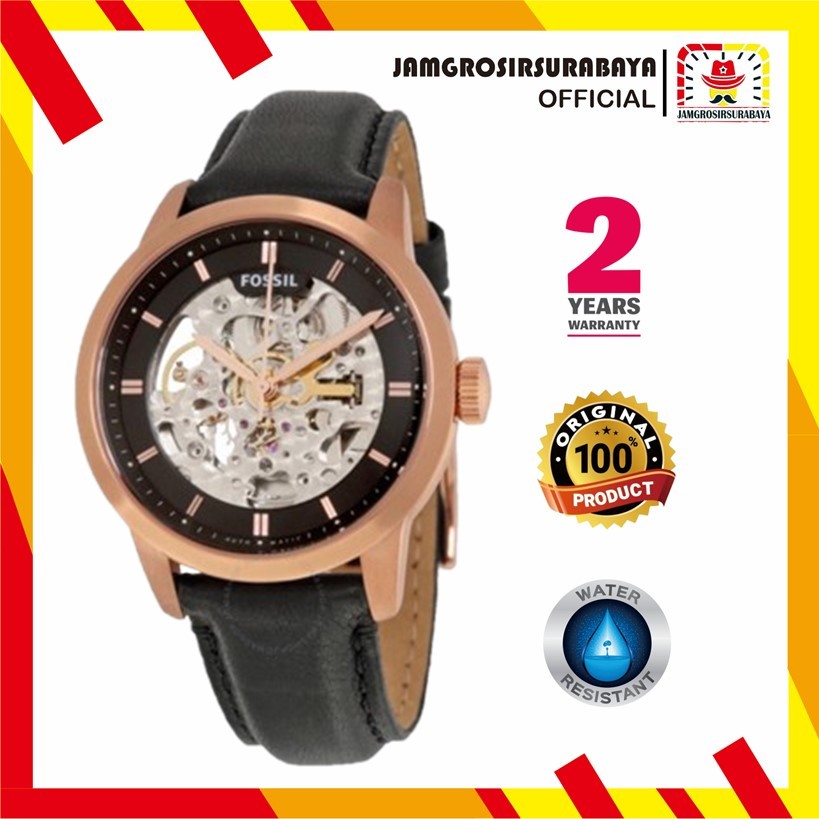 [PROMO] Jam Tangan Wanita FossiI ME 3084 / ME3084 Townsman Automatic Skeleton Black Leather Original