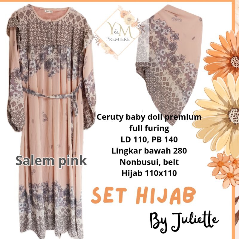 Gamis set hijab salem pink