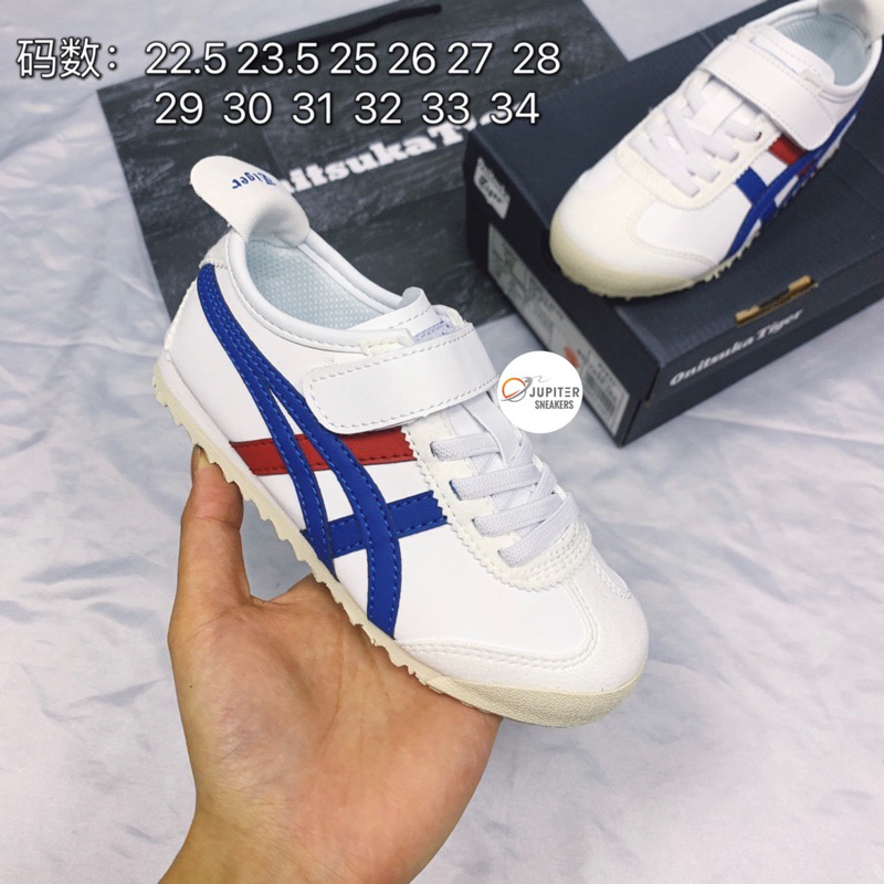 Promo Sepatu ONITSUKA TIGER KIDS Prancis /White Blue Red /ORIGINAL