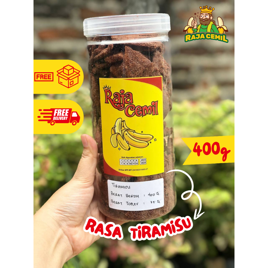 

(1.300ml) KERIPIK PISANG COKLAT LAMPUNG RAJACEMIL KEMASAN TOPLES Berat 400gram