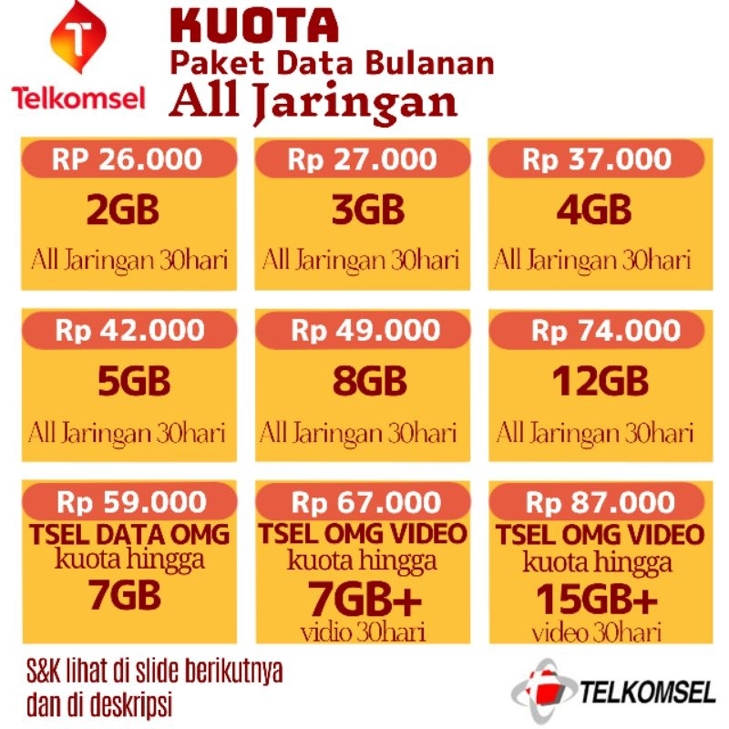 kuota Telkomsel/paket data Telkomsel/kuota simpati/paket data simpati/TSEL Data OMG/kuota OMG