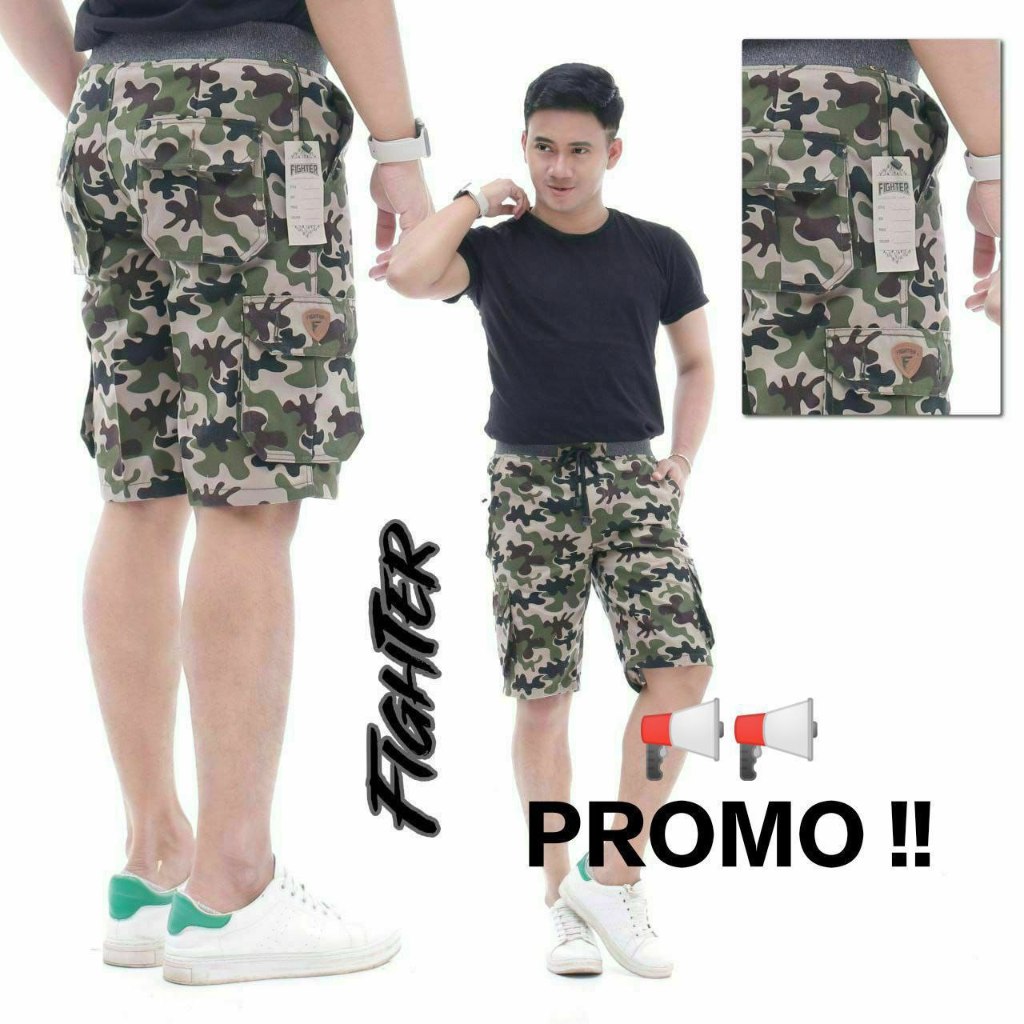 Fairyrozi Fighter Chinos Army Cargo Celana Pendek Pria Casual Premium Size 27 - 38
