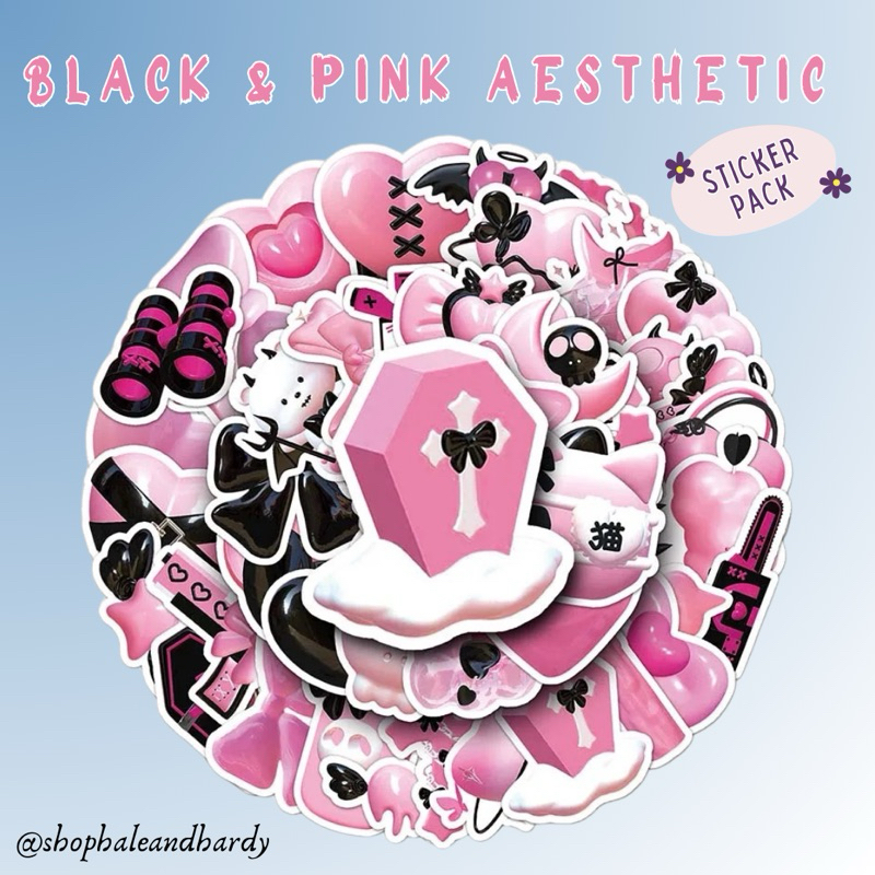 

Black and Pink Aesthetic Sticker Pack | Stiker Tumblr BlackPink Aesthetic