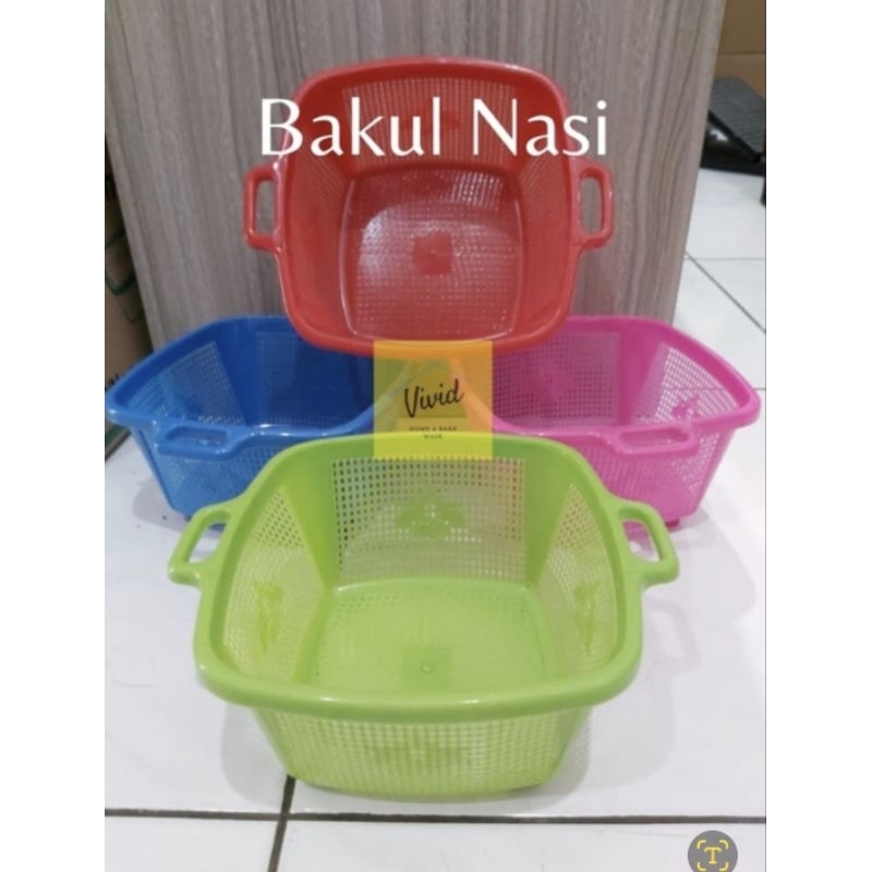 Bakul Nasi Plastik Bakul Plastik Bakul Warna Baskom Nasi Keranjang Nasi - 1pcs