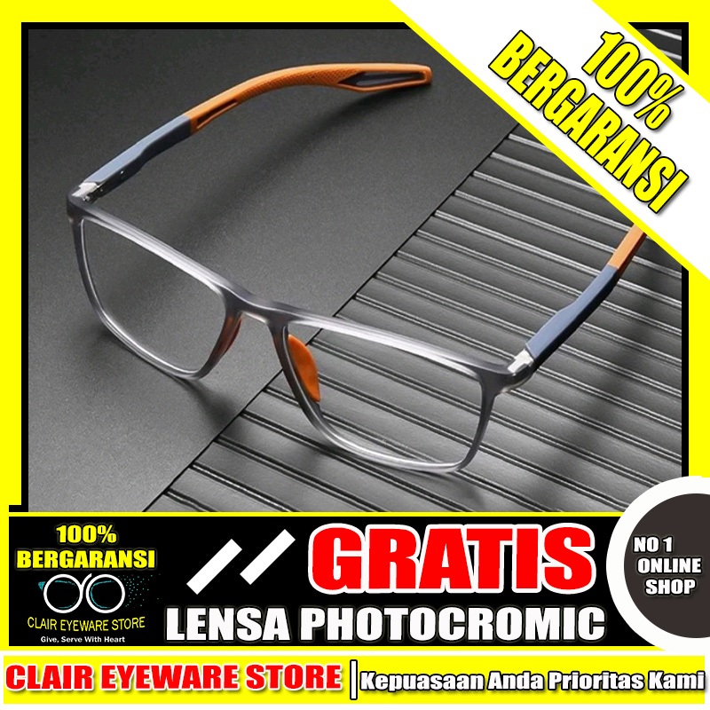 Clair Eyeware CO 58 Optik Melawai Kacamata Sport Olahraga Ringan Vintage Minus Radiasi Photocromic B