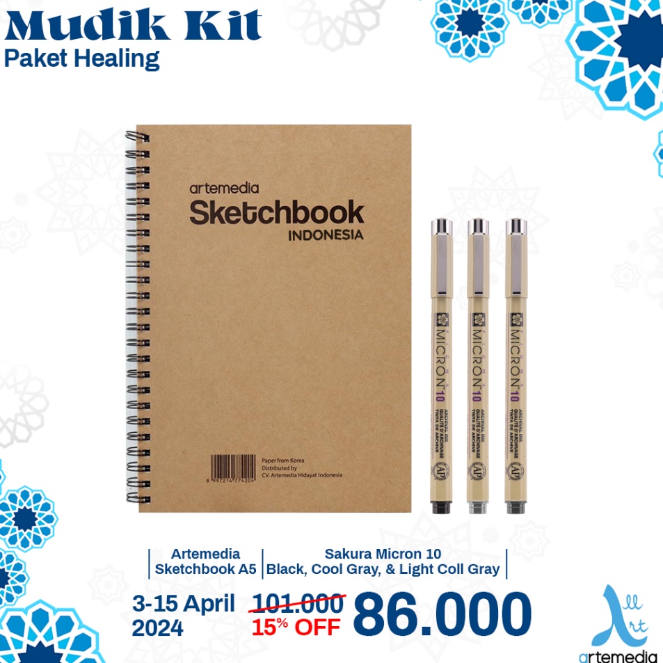 

Diskon Terbatas Paket Healing Artemedia Sketchbook Pigma Micron Drawing Pen