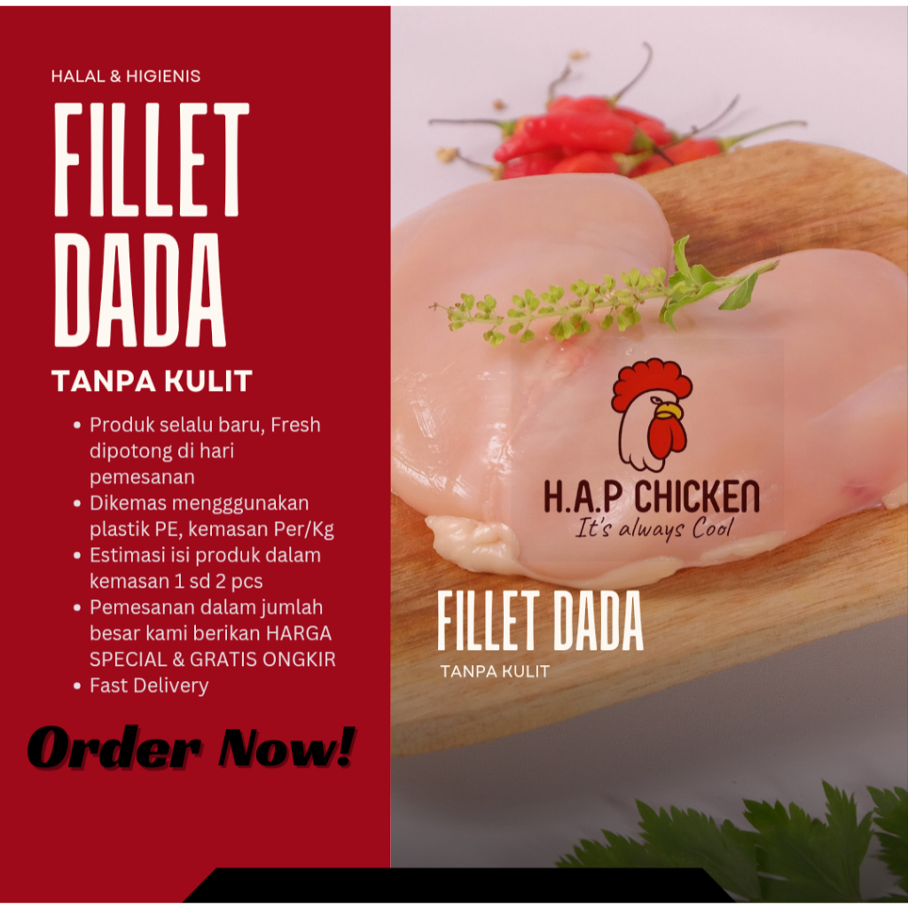 

Daging Ayam Dada Fillet Boneless (Tanpa Kulit)