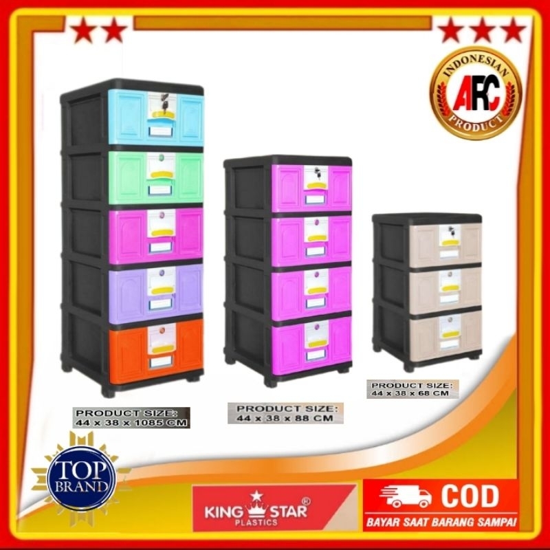 NEW PRODUK LEMARI LACI PLASTIK RAK BAJU MODEL NAPOLLY KINGSTAR RAINBOW FULL WARNA RAK SERBAGUNA