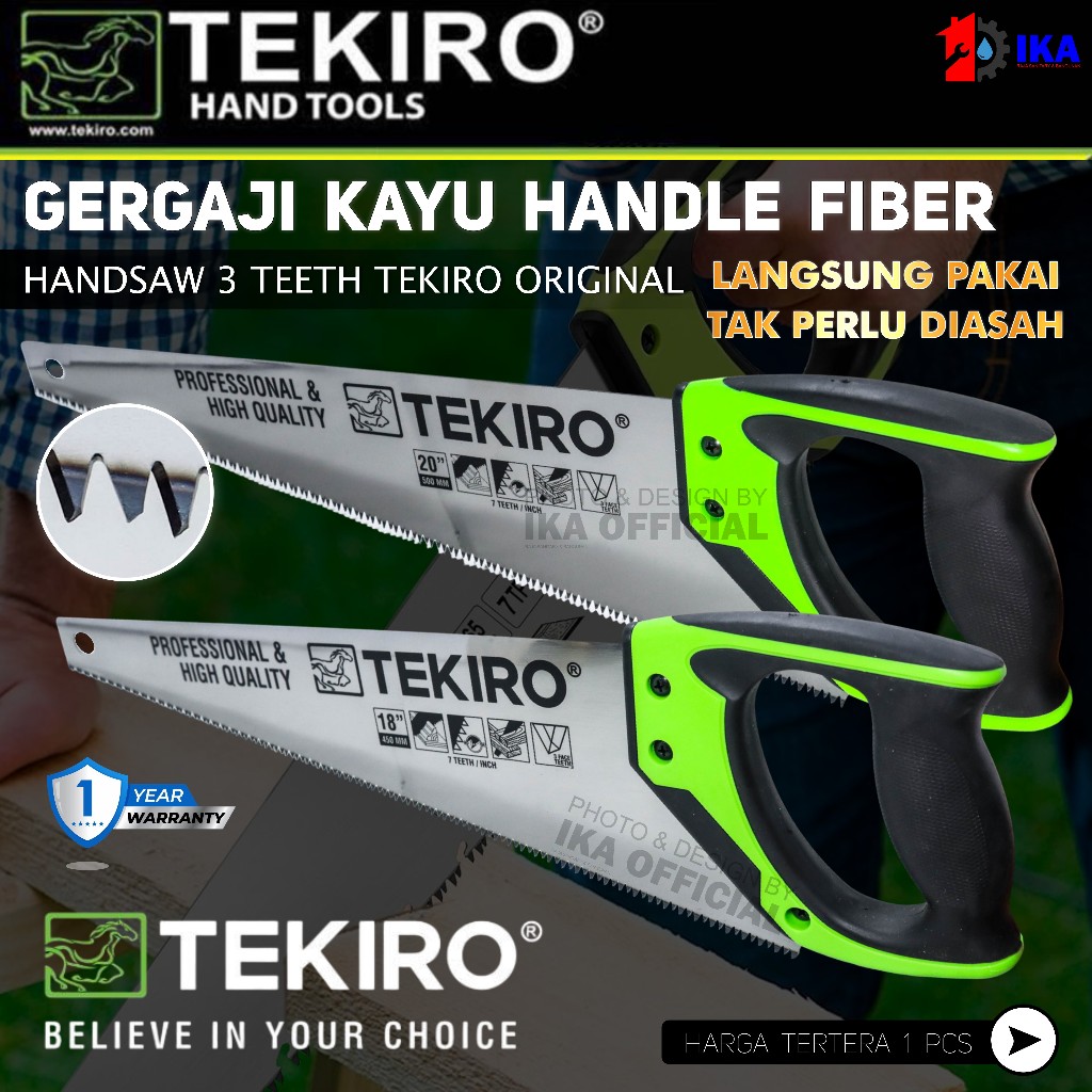Gergaji Tangan 3 Mata / Gergaji Potong / TEKIRO Gergaji Kayu 3 Mata Hand Saw / Gergaji Kayu / Fiber 