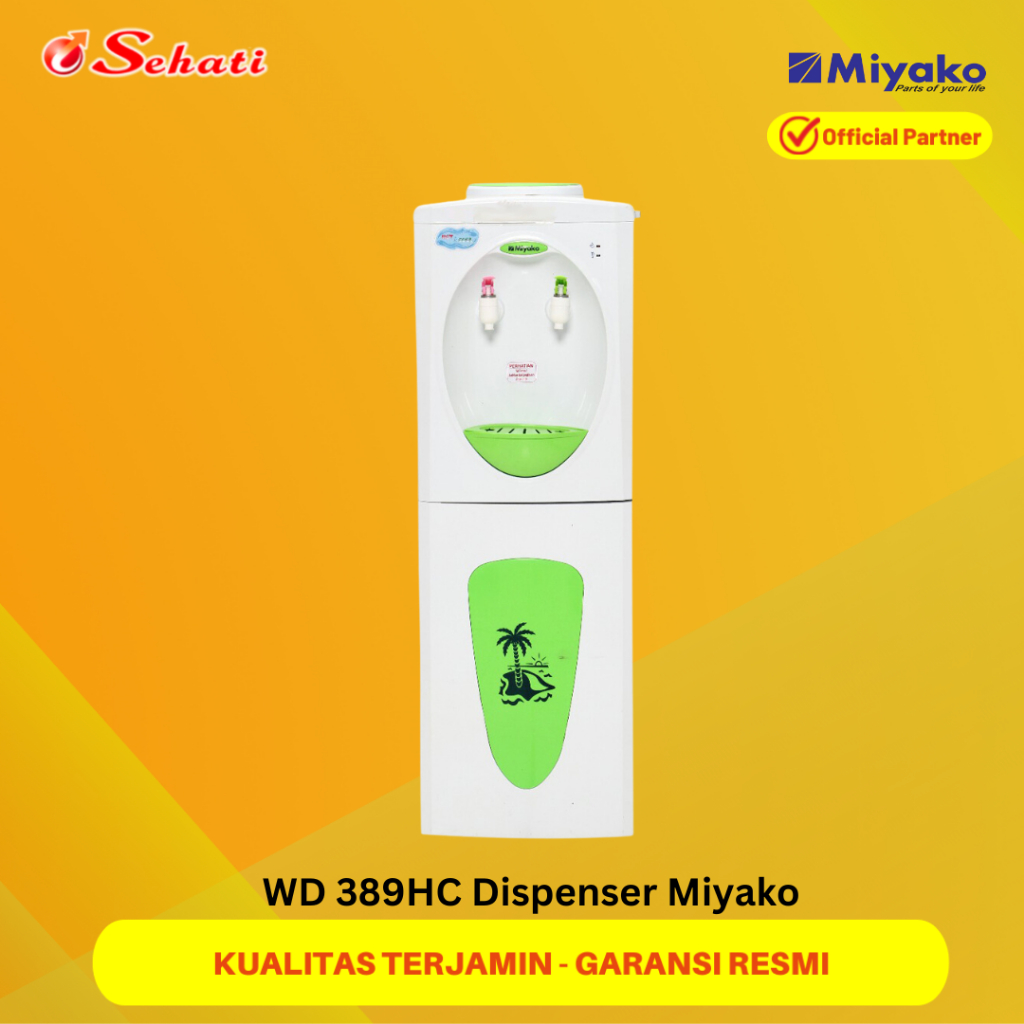 MIYAKO WD 389HC Dispenser Miyako Galon Atas Air Panas Dingin + Lemari Kabinet Gelas Bawah