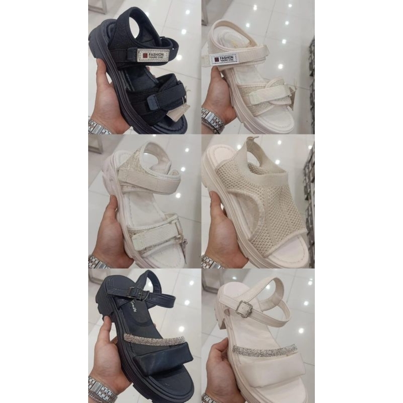 ST MORITZ - Sandal Strap Wanita Sandal Bertali Wedges Wanita Size 36-40 Original