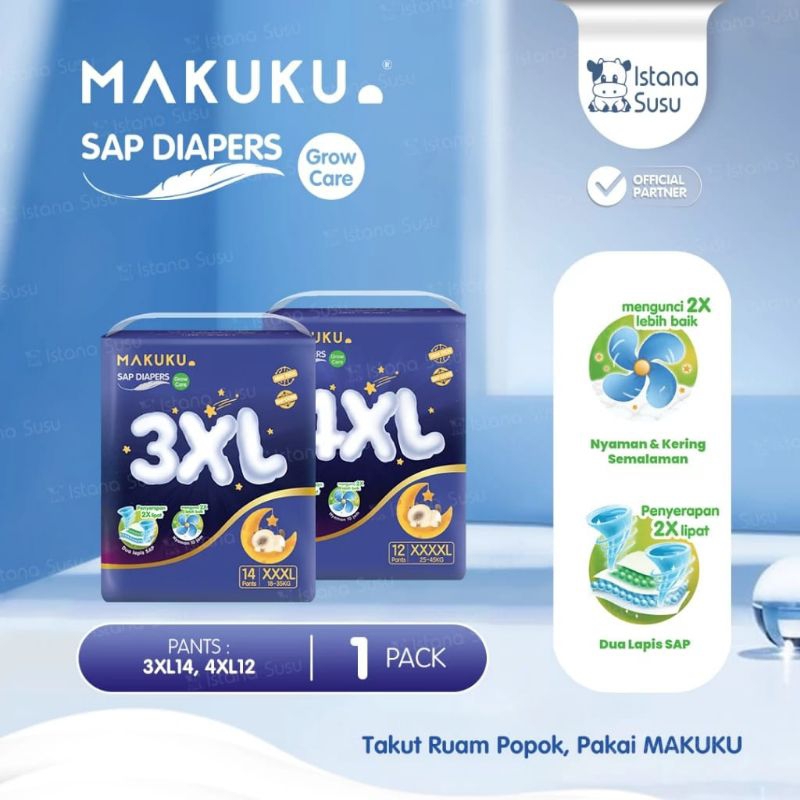 MAKUKU SAP DIAPERS GROW CARE 3XL, 4XL