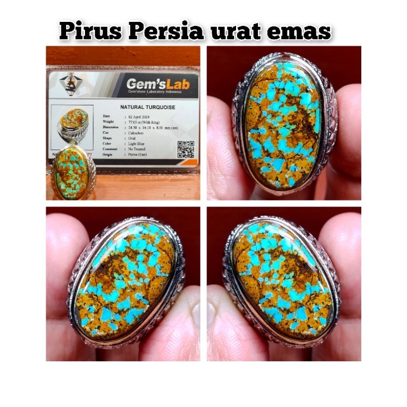 NATURAL BATU AKIK PIRUS PERSIA URAT EMAS