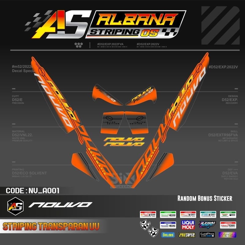 STICKER YAMAHA NOUVO LELE TRANSPARAN/STRIPING NOUVO SPORTY/STICKER NOUVO LELE TRANSPARAN