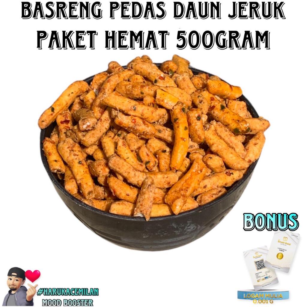 

HarukaCemilan Basreng Pedas Daun Jeruk 500gram Varian Rasa Snacks Bakso Goreng Stik Cemilan Gurih