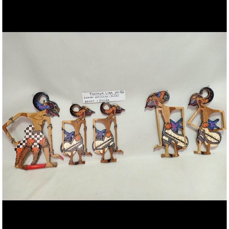 Hiasan dinding Pandawa Lima kayu jati XL