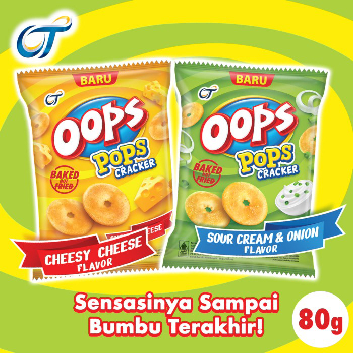 

Oops pops crackers cheese / sour cream & onion 80 gram