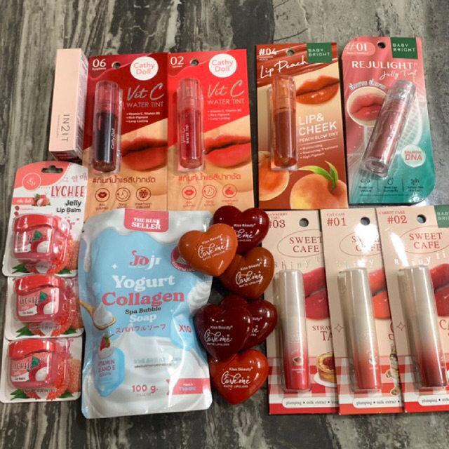 (ready stock) makeup & skincare thailand ori | baby bright sweet cafe, rejulight, lip & cheek peach 