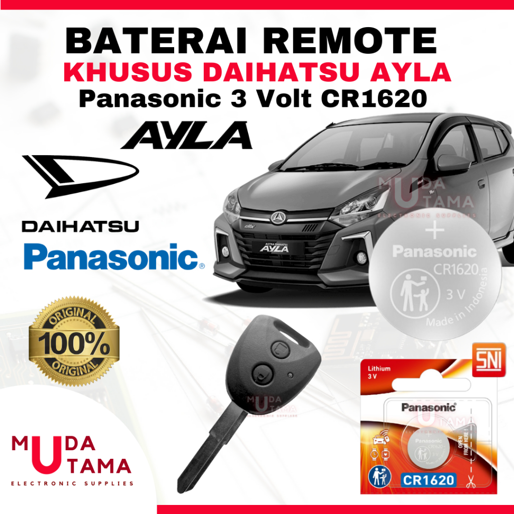Baterai Remote DAIHATSU AYLA - ORIGINAL PANASONIC CR1620 | Battery Remote DAIHATSU AYLA | Baterai Ku