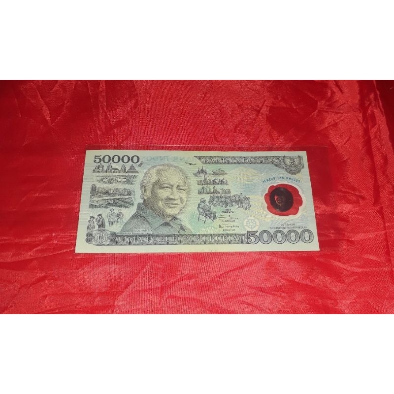 Uang Kuno Indonesia Rp 50000 Polymer thn 1993 UNC Prefiks ZZZ