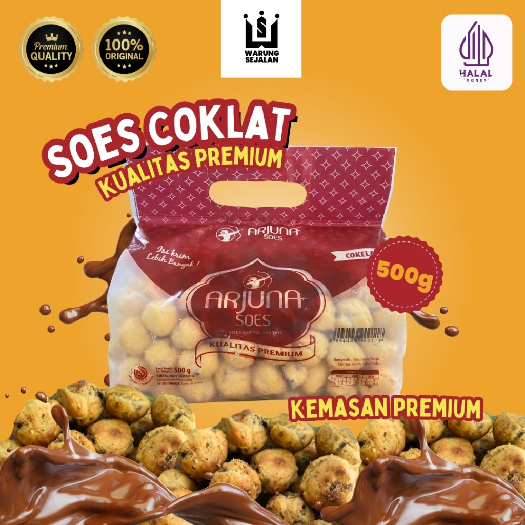 

Soes Coklat 500 gr Premium Arjuna dengan kemasan premium Sus Coklat 500g kue sus cokelat 500gr soes cokelat kue soes coklat kue sus isi