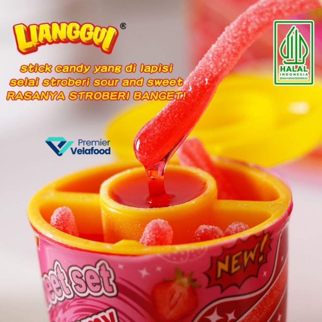 

[HALAL] LIANGGUI SWEET SET GUMMY STRAWBERRY DAN MANGGO DENGAM SAUS SELAI I PERMEN LUNAK VARIAN RASA