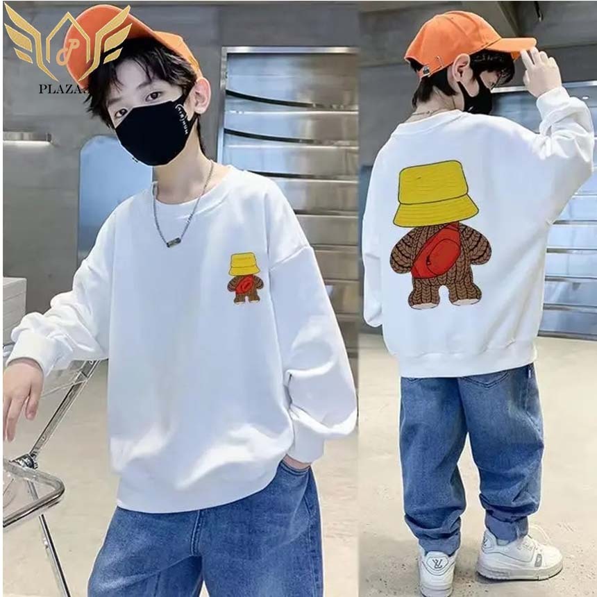 Jaket Anak Cewek Cowok Jaket Anak Baseball Varsity Kancing  kartun hitam putih abu muda Hoodie Model