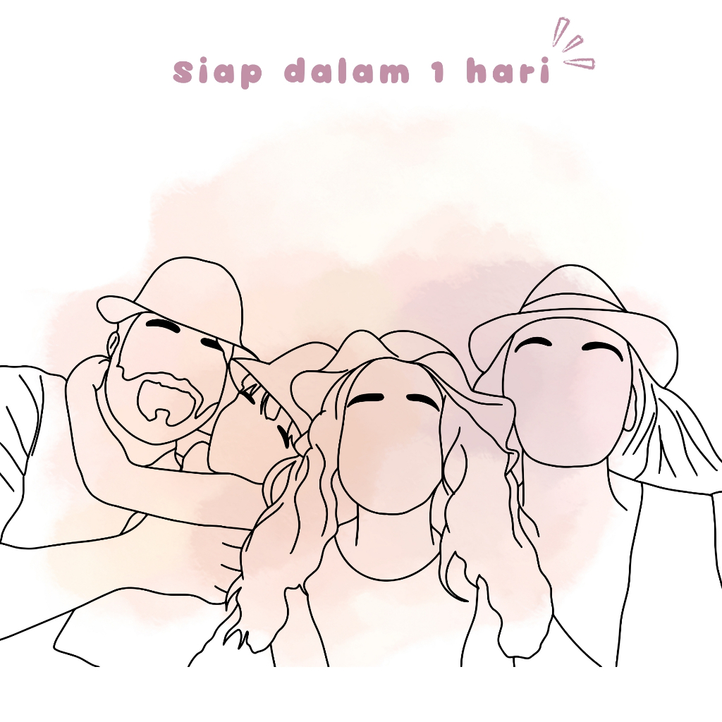 (1 Hari Jadi) Ilustrasi Line Art / Faceless Digital/ Kado Gambar / Kado Anniv / Kado Pernikahan / Ka
