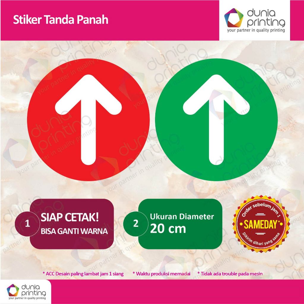 

Stiker Tanda Panah-Diamater 20 cm - Stiker Vinyl + laminating