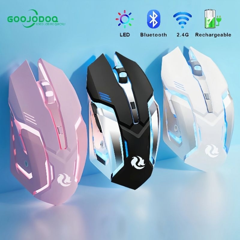 Mouse Gaming Silent Click Wireless tanpa kabel (Rechargeable)