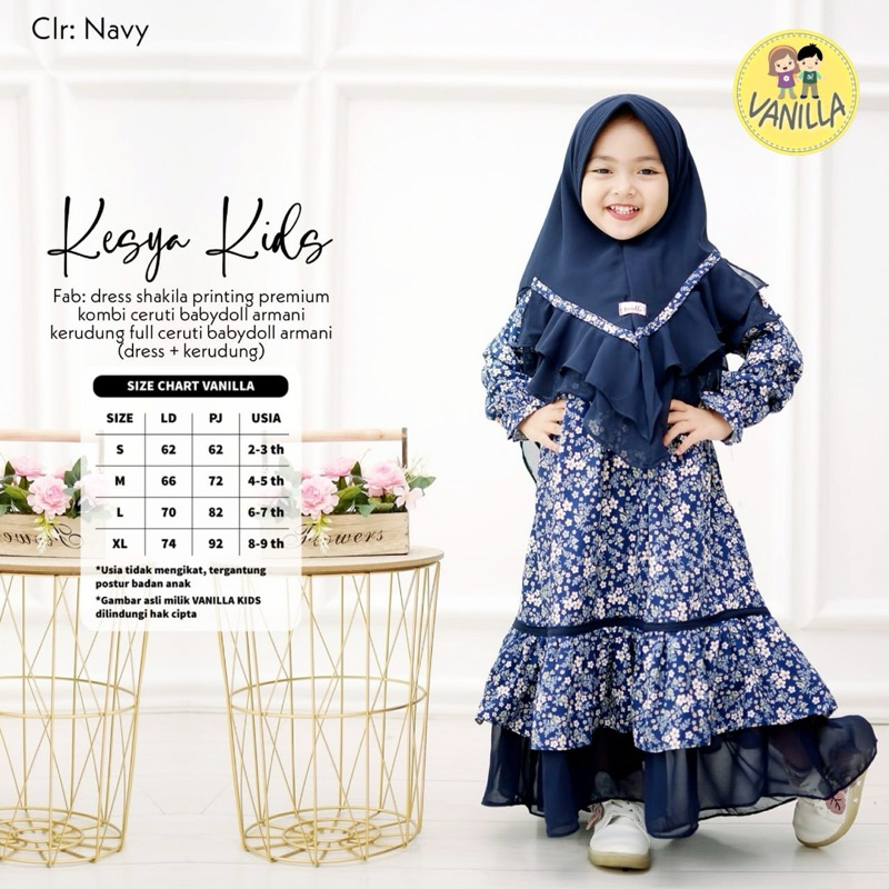 Gamis syari anak set hijab anak by Vanilla
