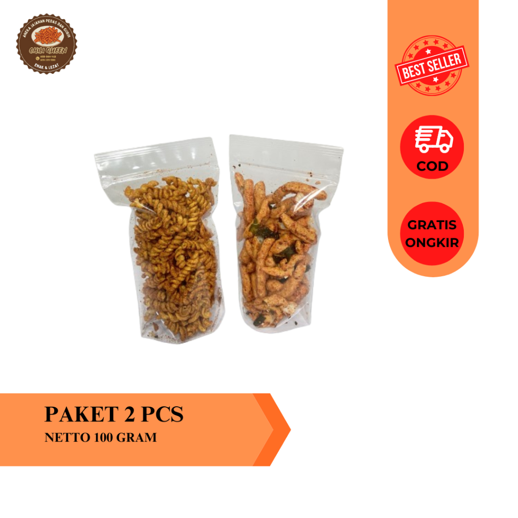 

Paket 2 Pcs 100 Gram Basreng Pedas + Makaroni Spiral