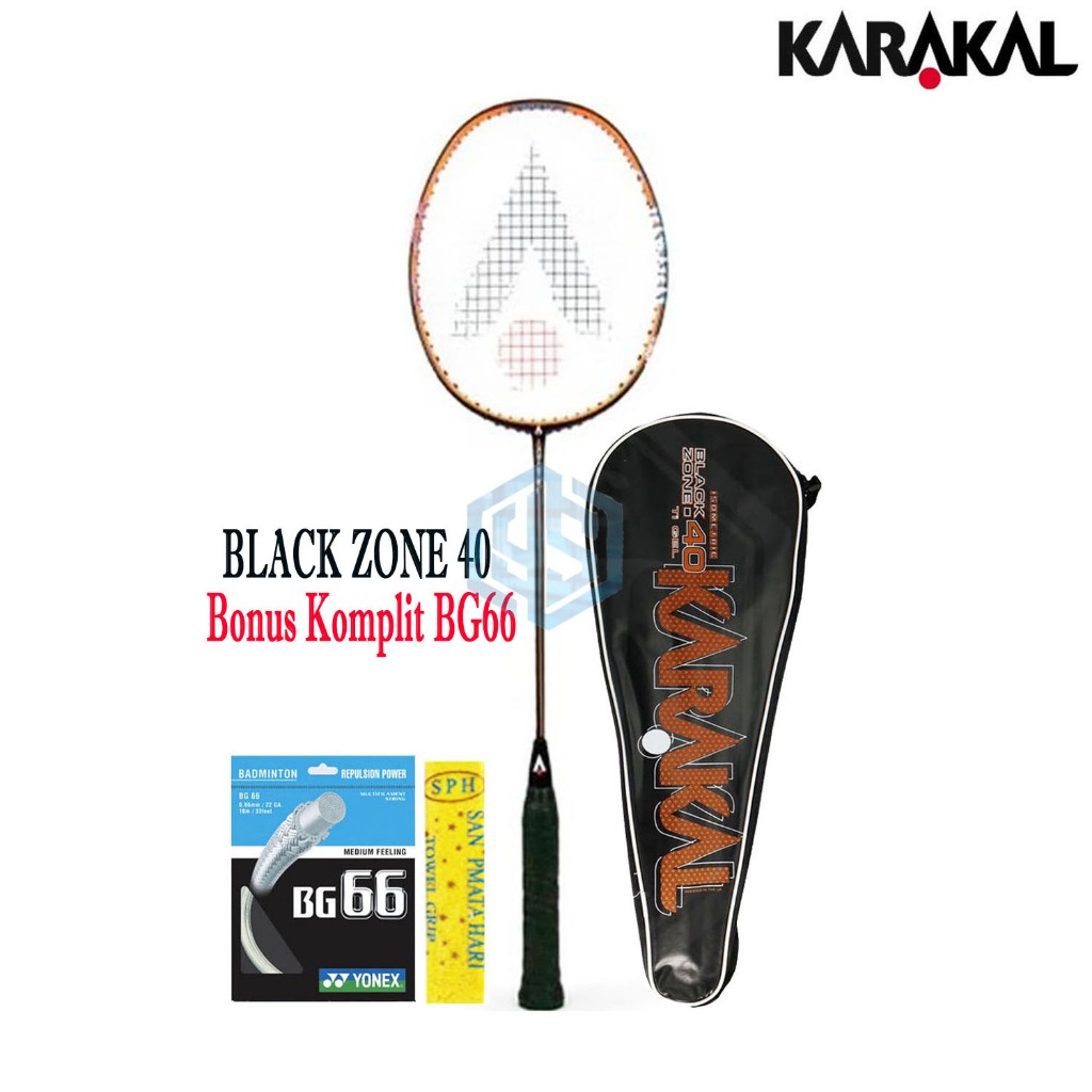 Raket Badminton Karakal Black Zone 40 Bonus Komplit