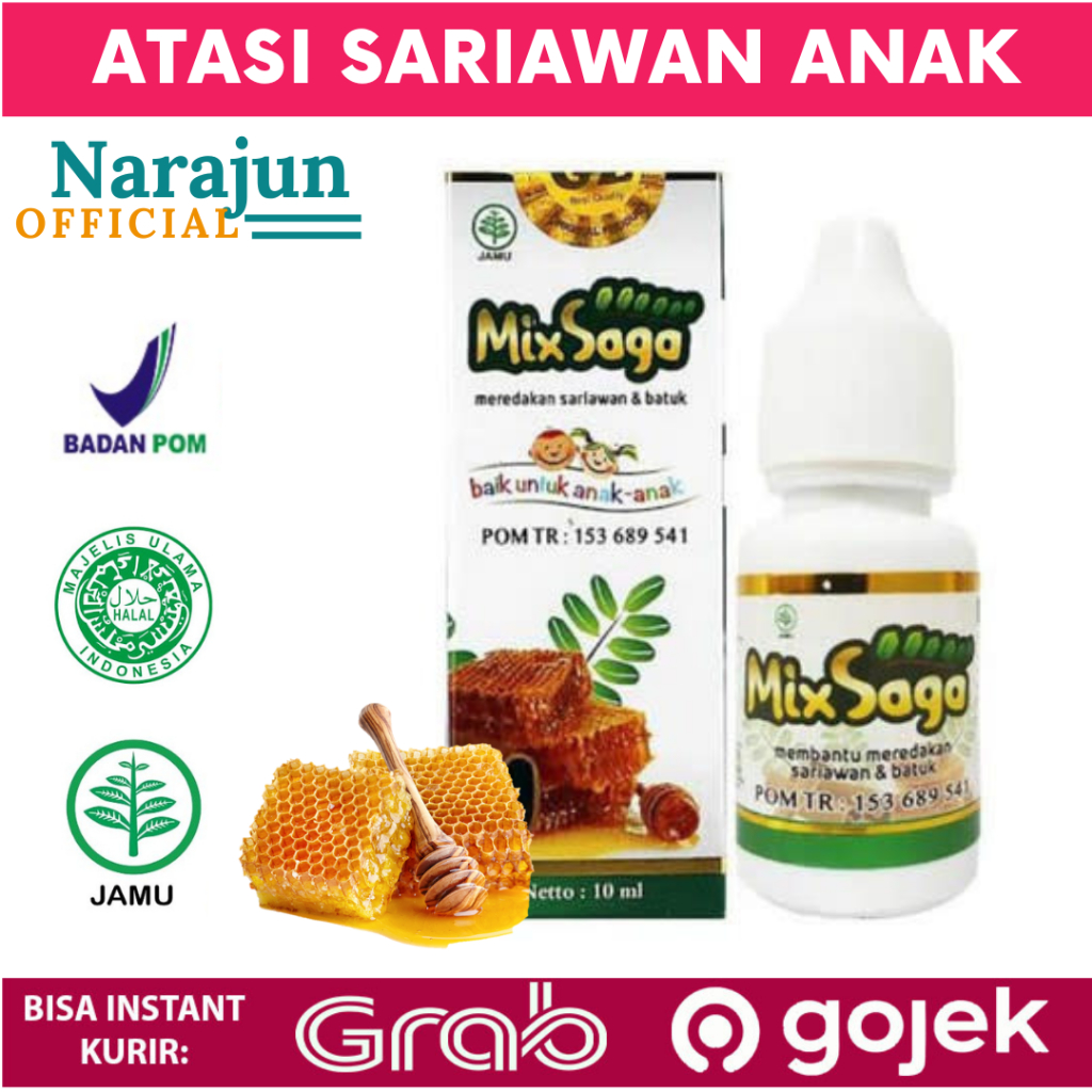 

MIXSAGA Obat Sariawan MIX SAGA Meredakan Batuk Anak Dan Dewasa - Tetes Madu Herbal Daun Saga Green Zone 10ml