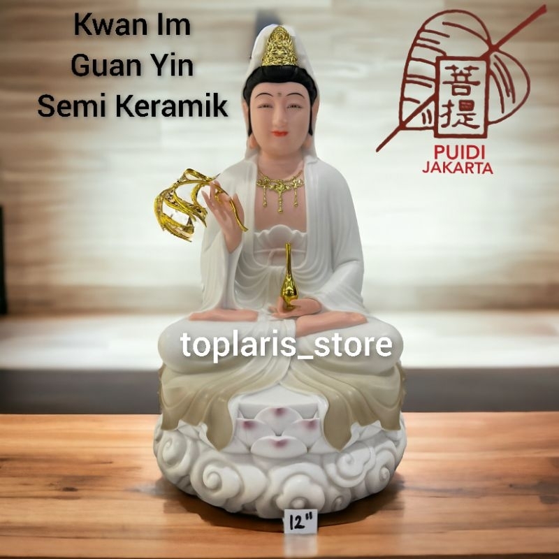 Patung Kwan Im Keramik 12in New