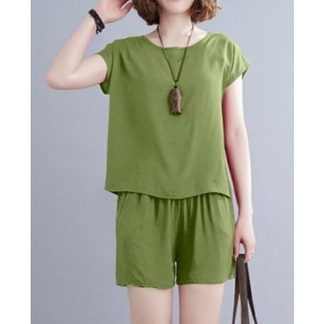 COD ONE SET KAOS POLOS WANITA TREND KEKINIAN LENGAN PENDEK CELANA PENDEK MURAH