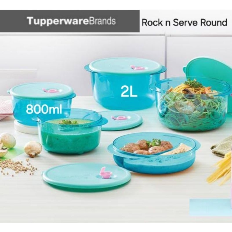 Tupperware Rock N Serve Bowl 2 Liter Wadah Crystal Saji Makan Microwaveable