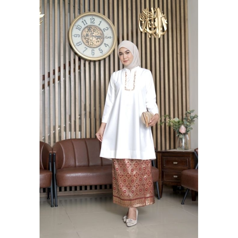 Tunik batu payet ORI by kamari atasan long tunic cewek Bahan Toyobo fodu Ukuran m l xl Ld 100 104 11