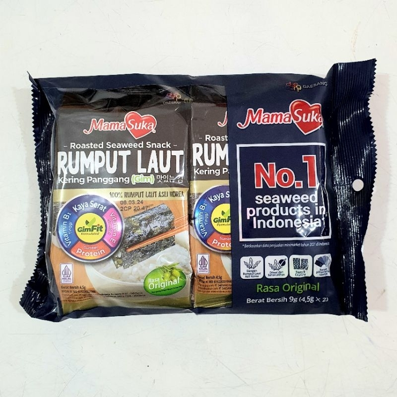 

Mamasuka Snack Rumput Laut Panggang Original 1 Pack isi 2 Bungkus