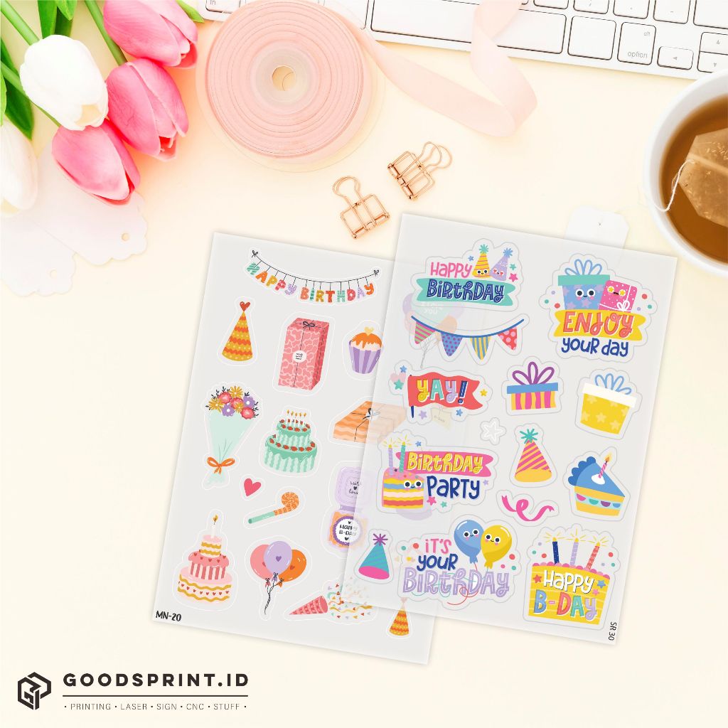 

Sticker Pack Happy Birthday Stiker Deco Tema Ulang Tahun Souvenir Stiker Tansparant A6