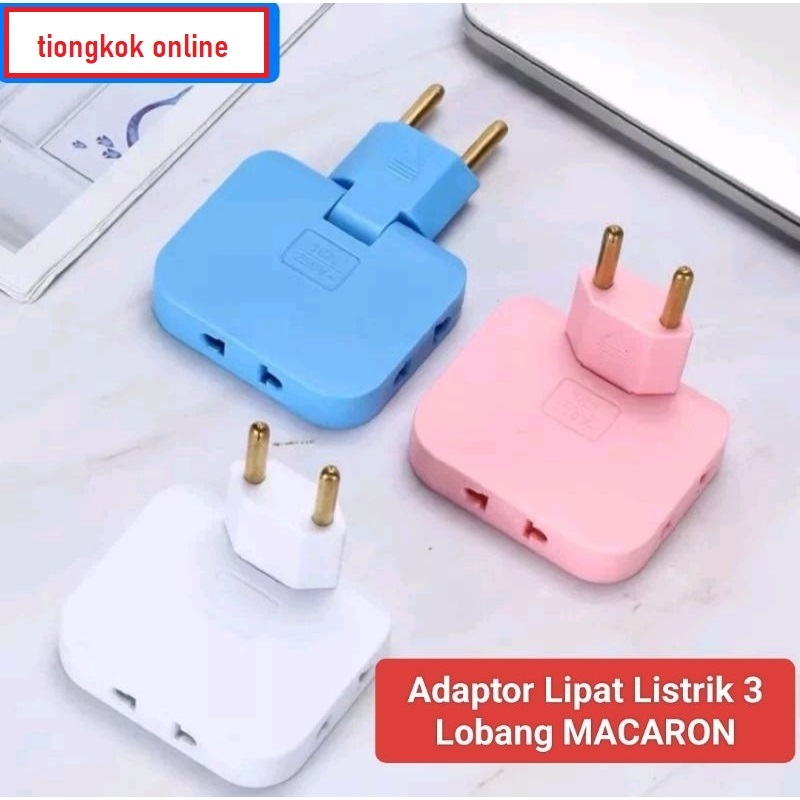 Adaptor Listrik Lipat 3 Lobang Macaron / Over Steker Lipat 3 Colokan