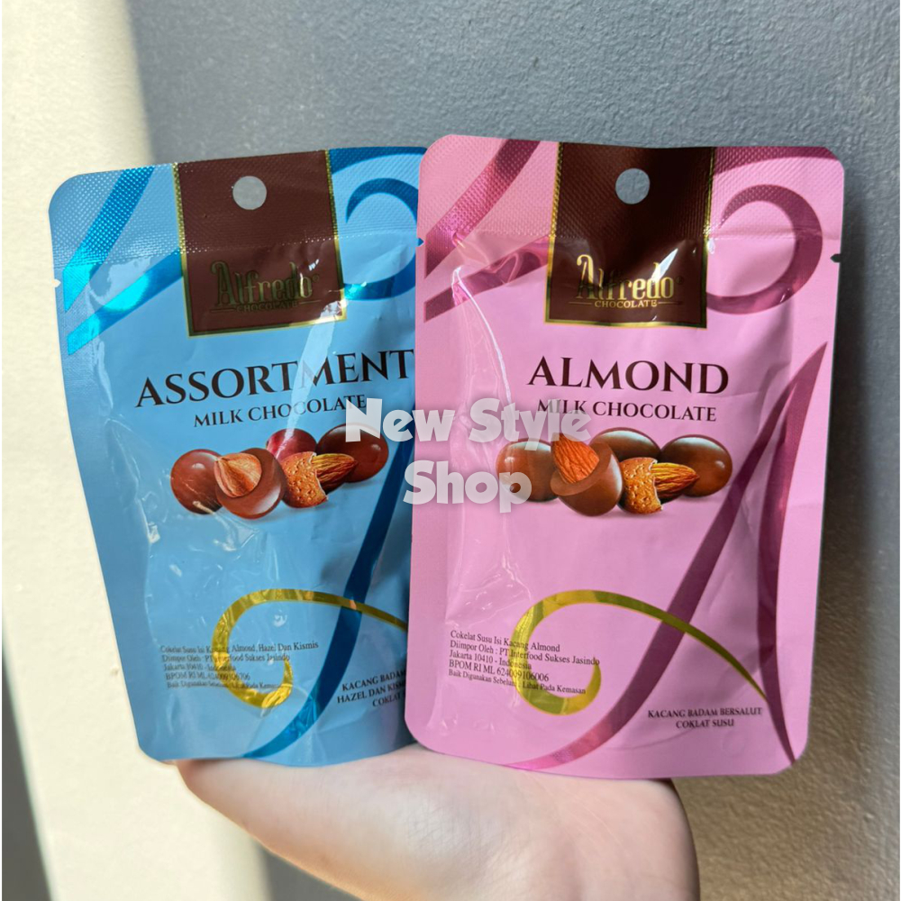 [ HALAL ]  Coklat Alfredo Mini Pouch Kemasan Ekonomis Coklat Kacang Almond