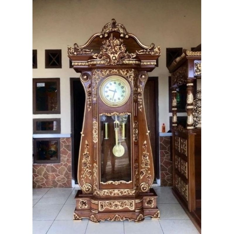 Lemari Jam Hias kayu Jati Jepara