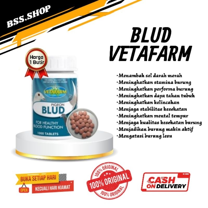 BLUD VETAFARM DOPING VITAMIN BURUNG MERPATI BLOOD HARGA PERBUTIR