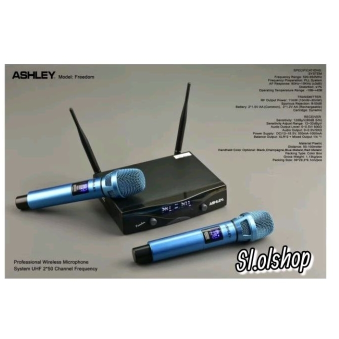 Mic Wireless ASHLEY Freedom Original ASHLEY Freedom Biru