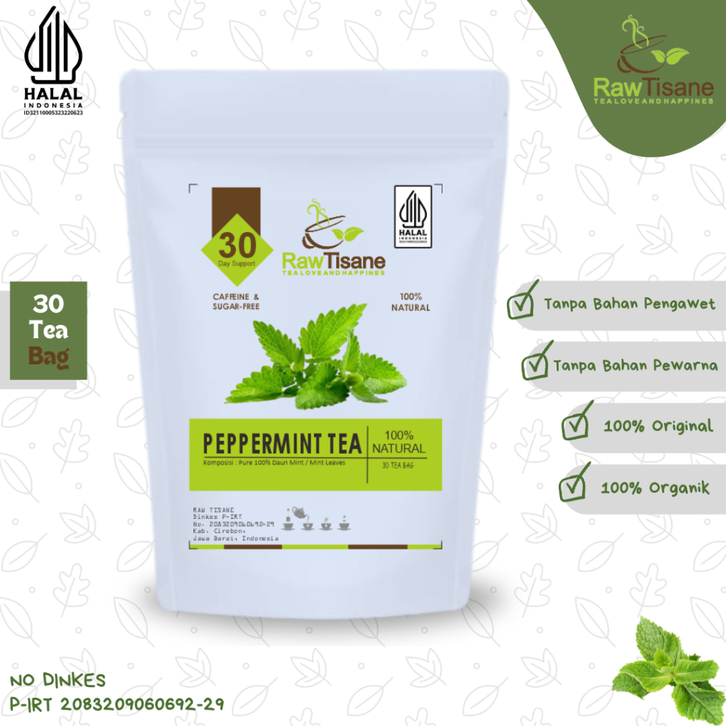 

RAW TISANE Peppermint Tea : Teh Celup Daun Mint Isi 30 Tea Bag